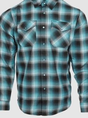 DIXXON Teal and Black Plaid Button-Down Shirt